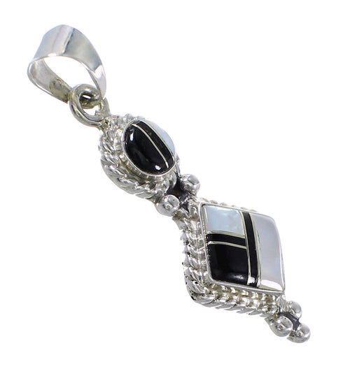 Jet Mother Of Pearl And Silver Pendant YX76605